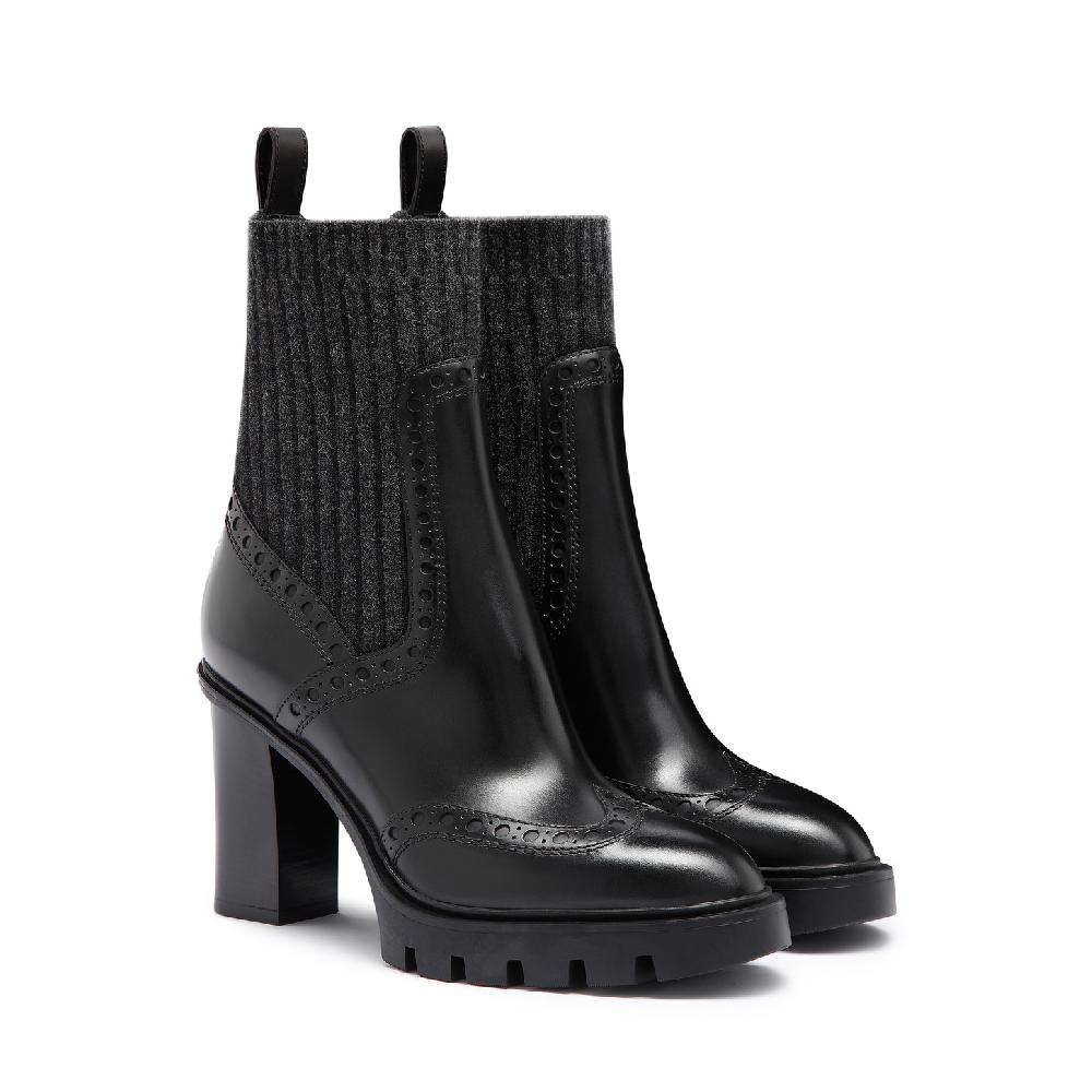 Santoni Stivaletto tacco alto da donna in pelle nera Hotsell