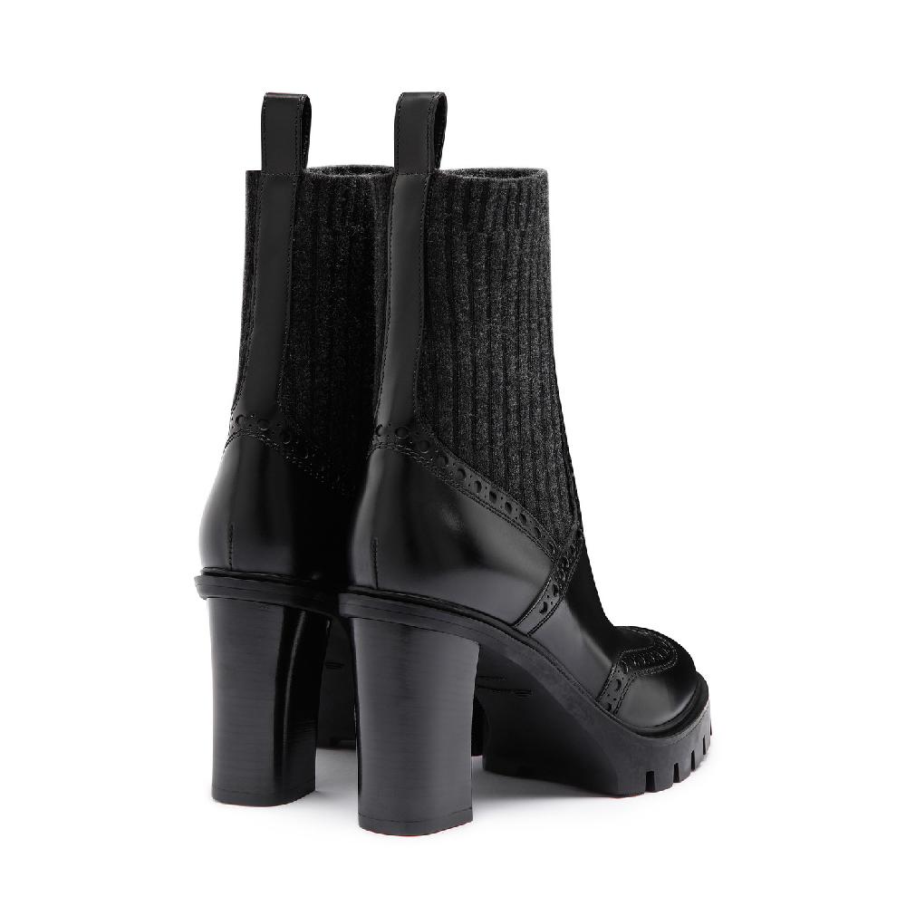 Santoni Stivaletto tacco alto da donna in pelle nera Hotsell