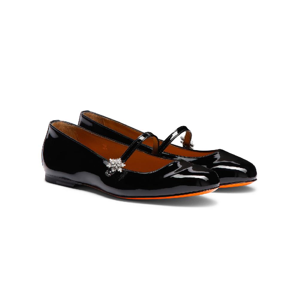 Santoni Ballerina da donna in vernice nera Vendita Calda