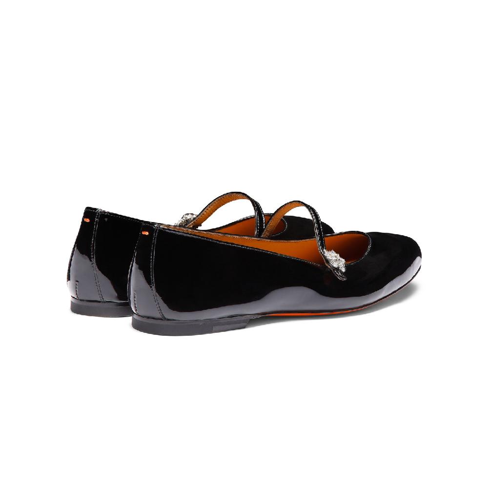 Santoni Ballerina da donna in vernice nera Vendita Calda