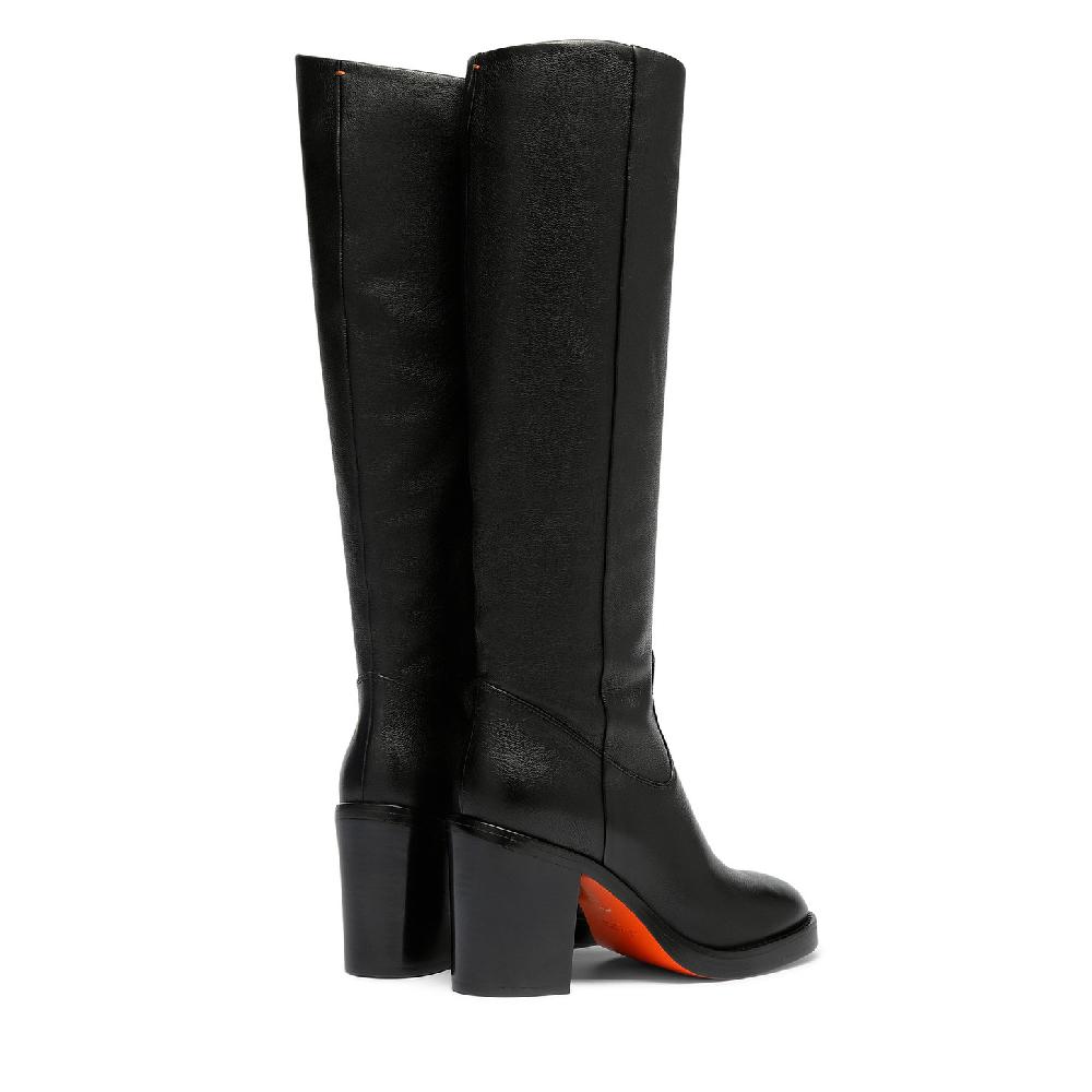 Santoni Stivale tacco alto da donna in pelle nera Vendita Economica