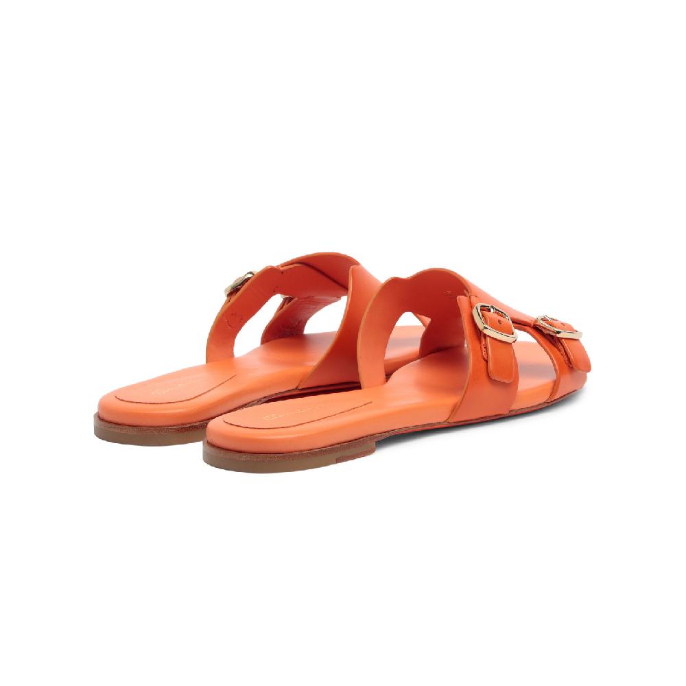Santoni Sandalo slide con doppia fibbia in pelle arancione Vendite Flash