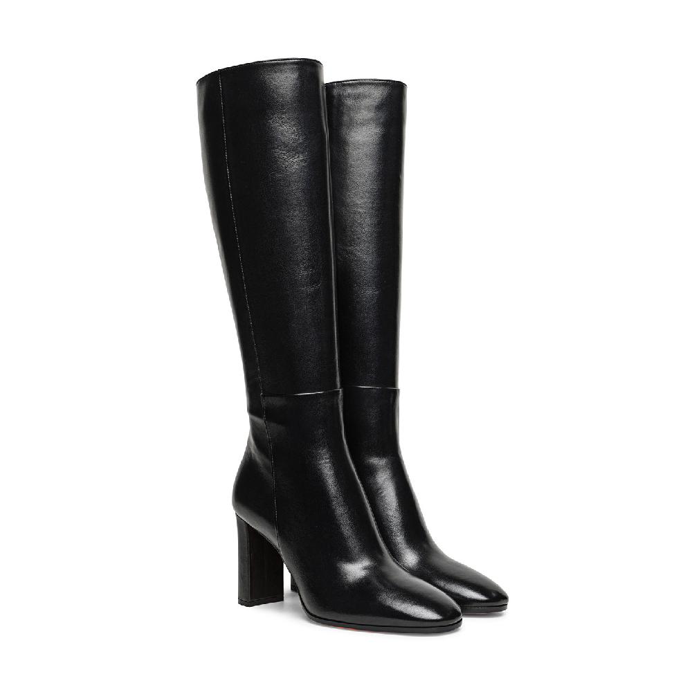 Santoni Stivale tacco alto da donna in pelle nera Italia