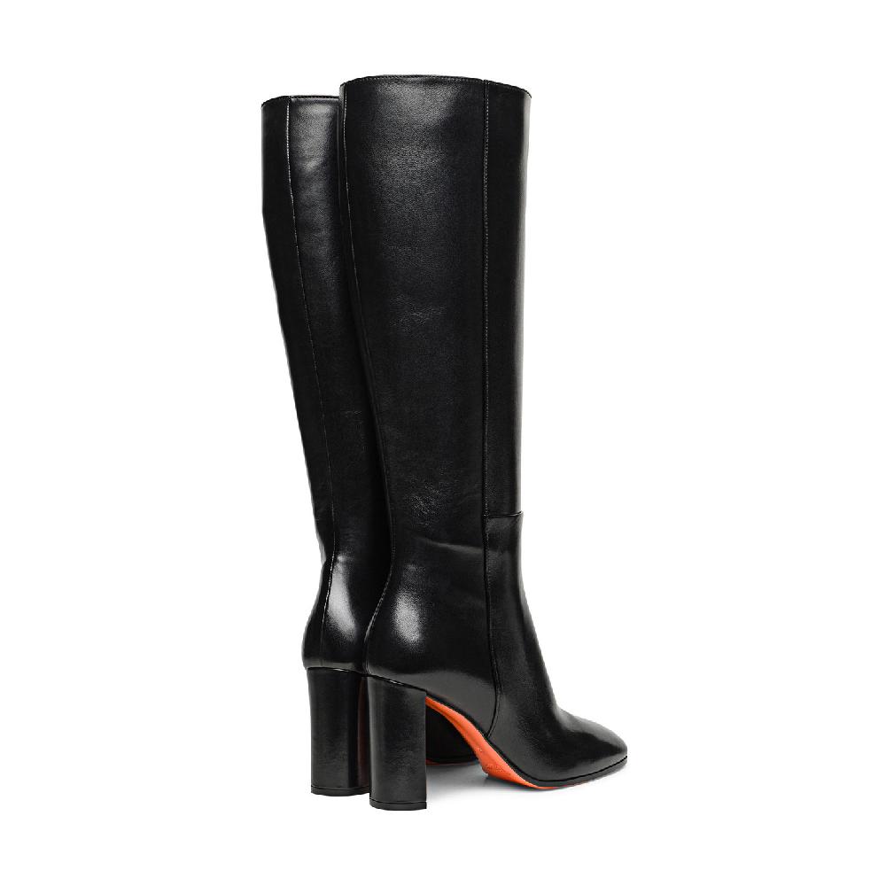 Santoni Stivale tacco alto da donna in pelle nera Italia