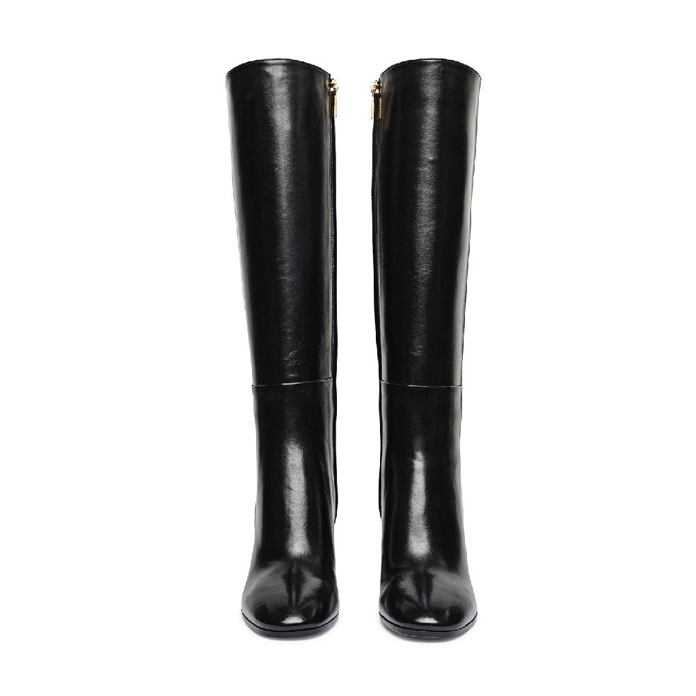 Santoni Stivale tacco alto da donna in pelle nera Italia