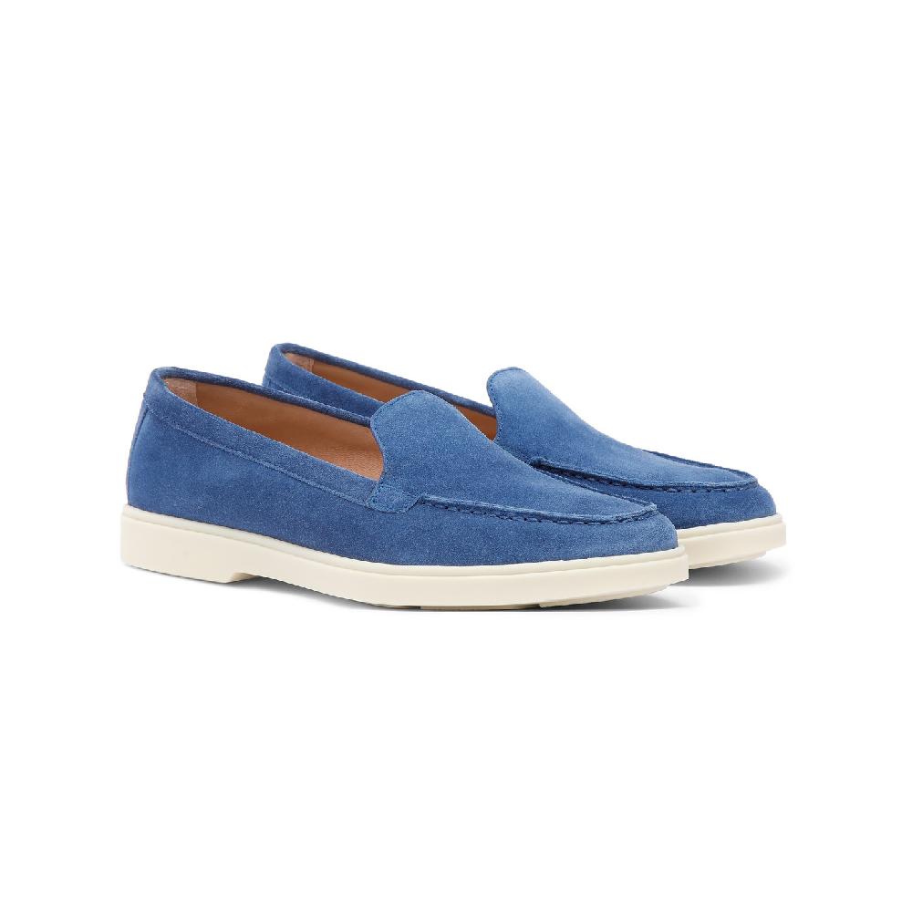 Santoni Mocassino da donna in suede blu In Linea