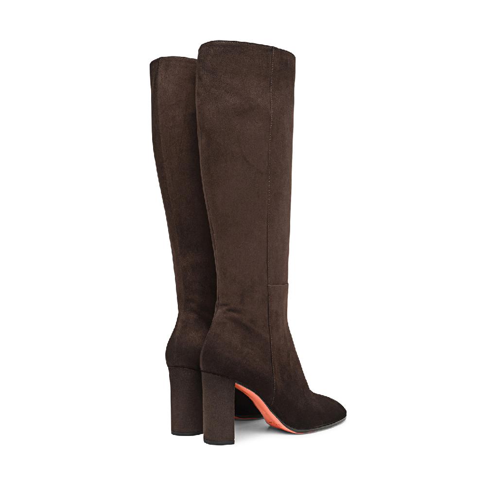 Santoni Stivale tacco alto da donna in suede testa di moro Promozione