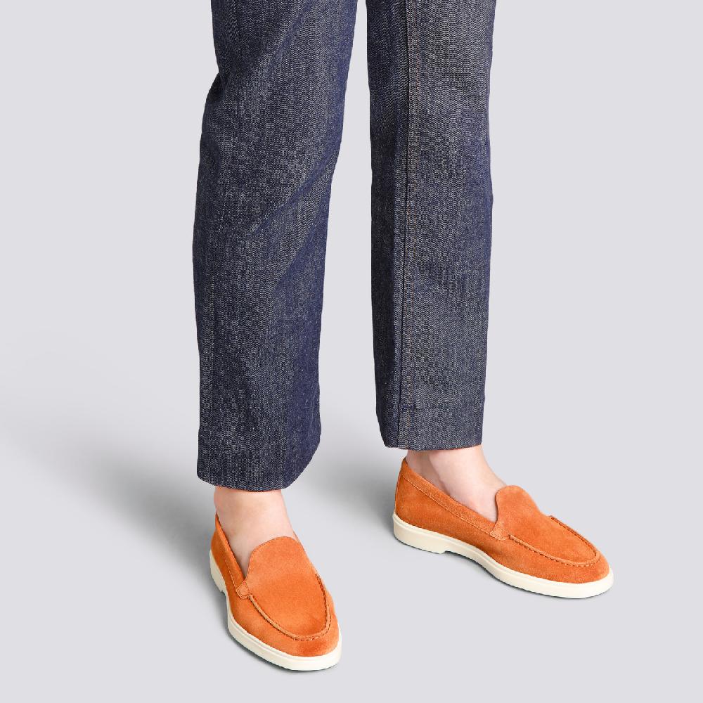 Santoni Mocassino da donna in suede arancione Pezzi Unici