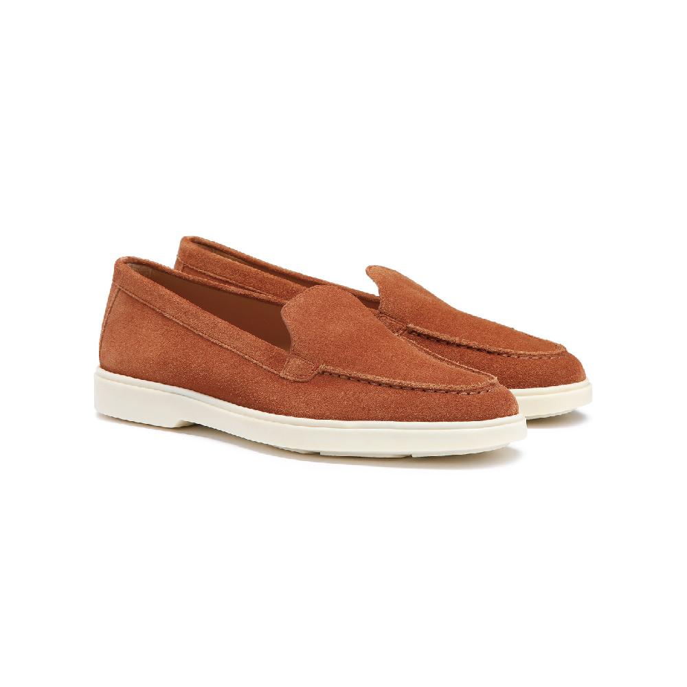 Santoni Mocassino da donna in suede arancione Pezzi Unici