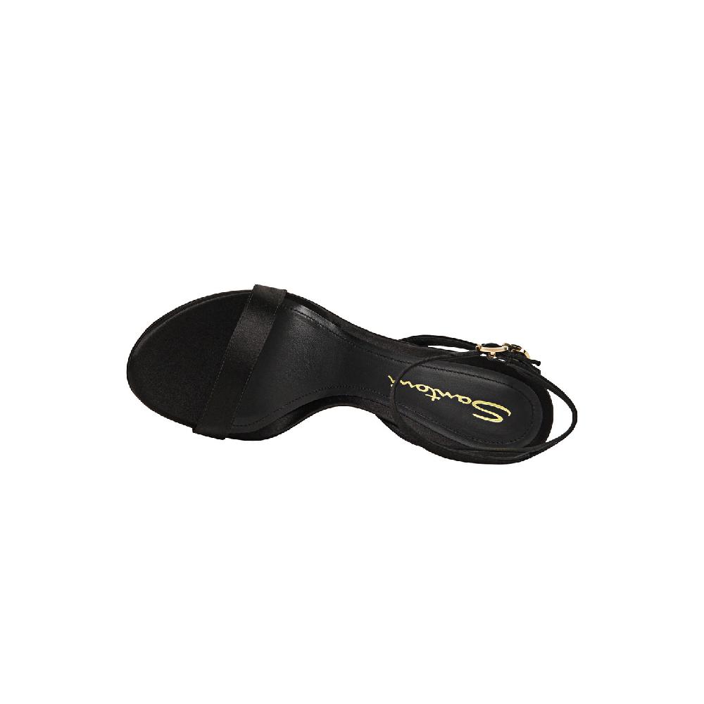 Santoni Sandalo tacco alto da donna in raso nero Acquista Ora