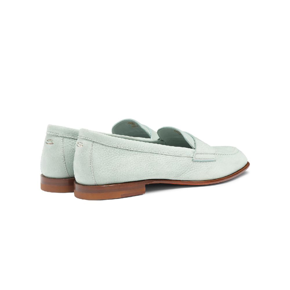 Santoni Mocassino penny da donna in nabuk azzurro Consegna Veloce