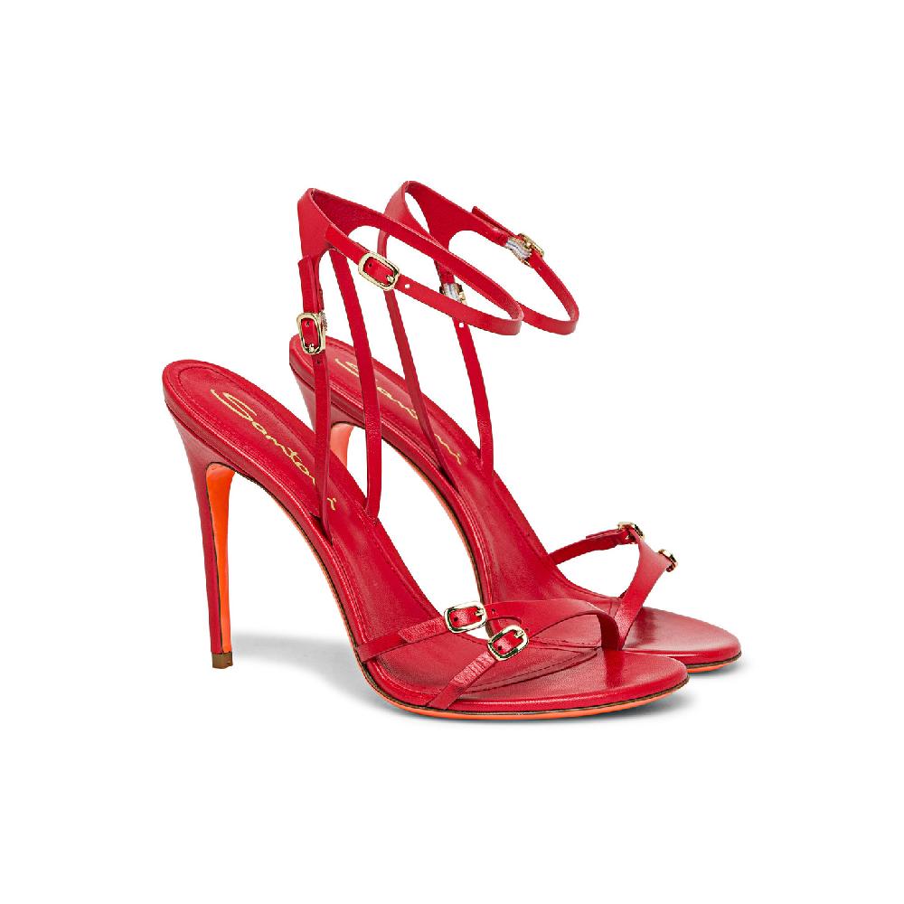 Santoni Sandalo tacco alto da donna in pelle rossa Fino Al -60%