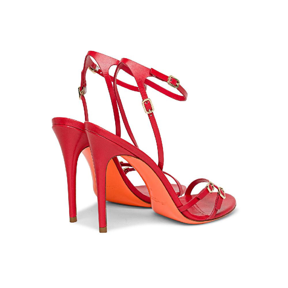 Santoni Sandalo tacco alto da donna in pelle rossa Fino Al -60%
