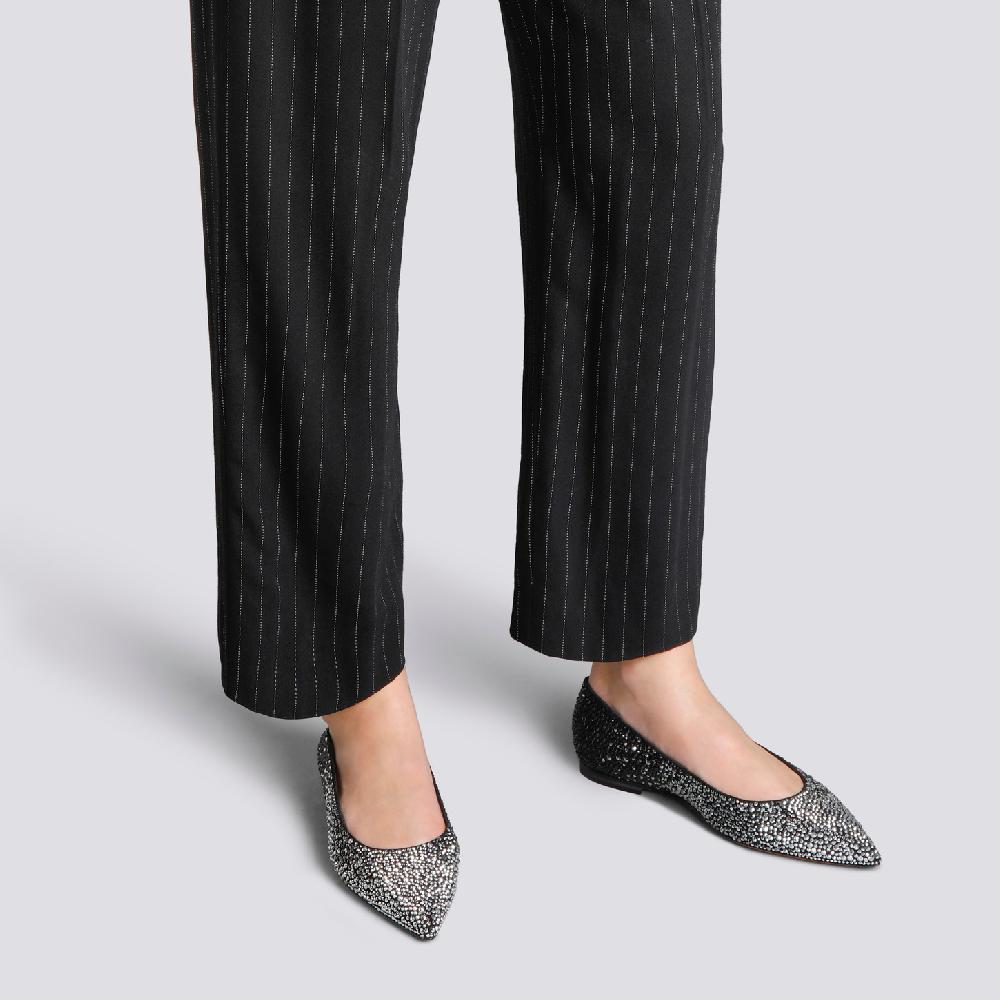 Santoni Ballerina da donna in suede e strass neri Shopping Online