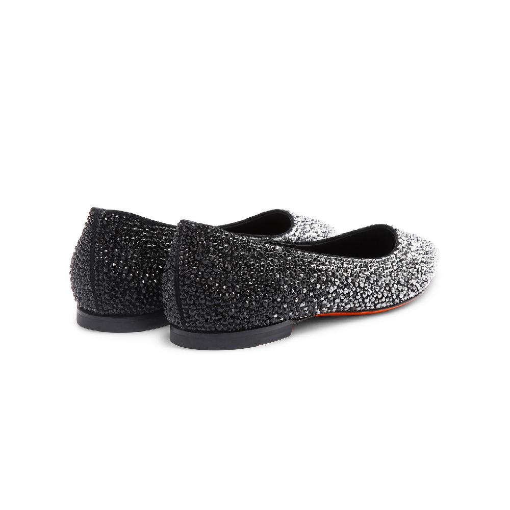 Santoni Ballerina da donna in suede e strass neri Shopping Online