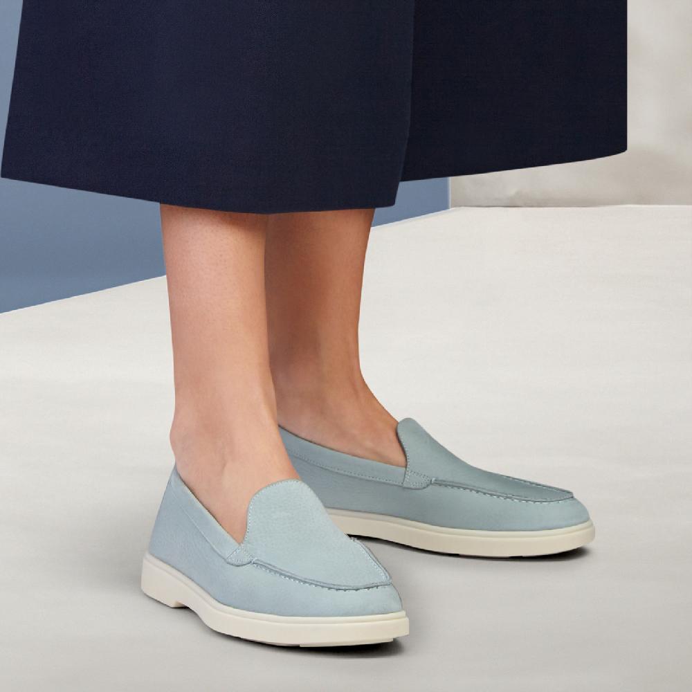 Santoni Mocassino da donna in nabuk azzurro Prezzo Ridotto