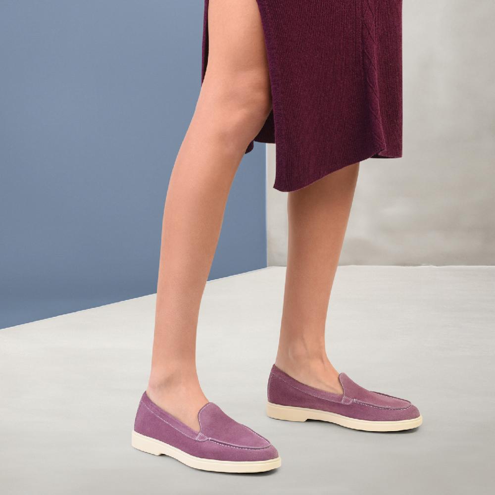 Santoni Mocassino da donna in suede viola Sottocosto