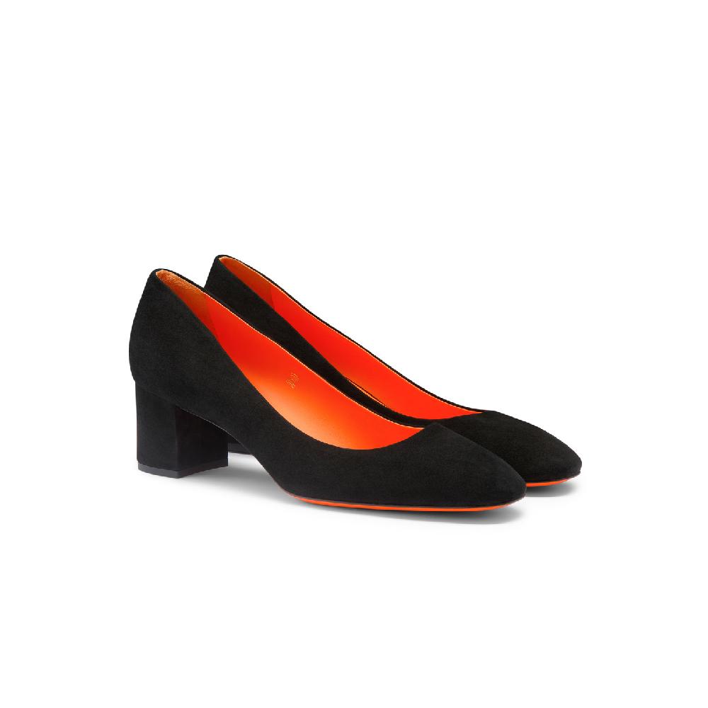 Santoni Décolletés tacco basso da donna in suede nero Novità