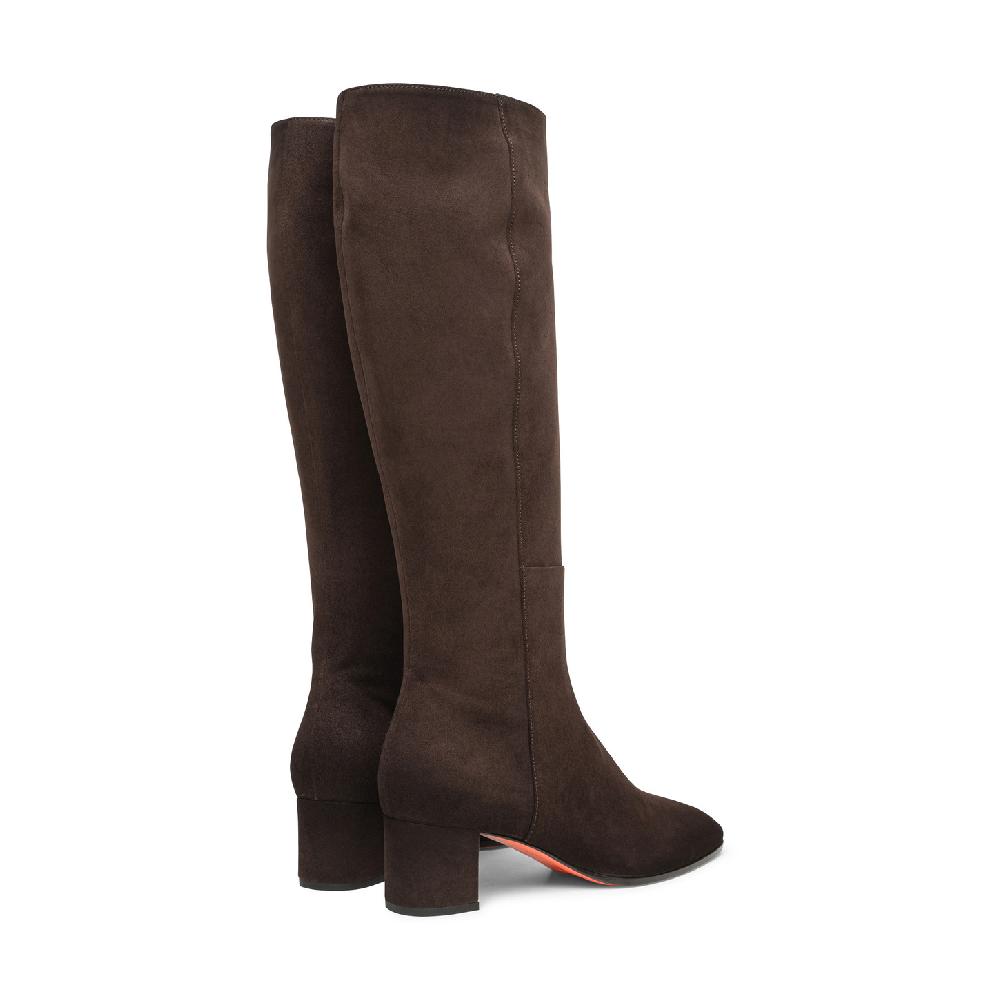 Santoni Stivale tacco medio da donna in suede testa di moro Sconto