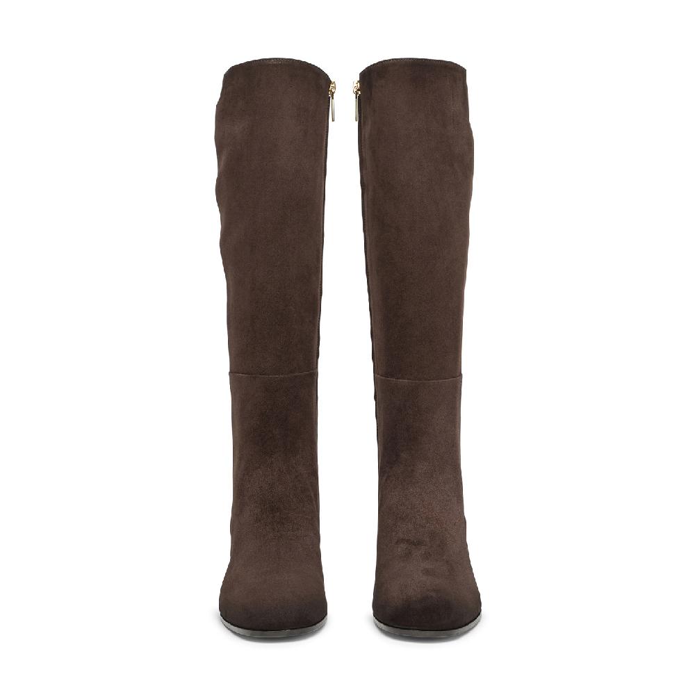 Santoni Stivale tacco medio da donna in suede testa di moro Sconto