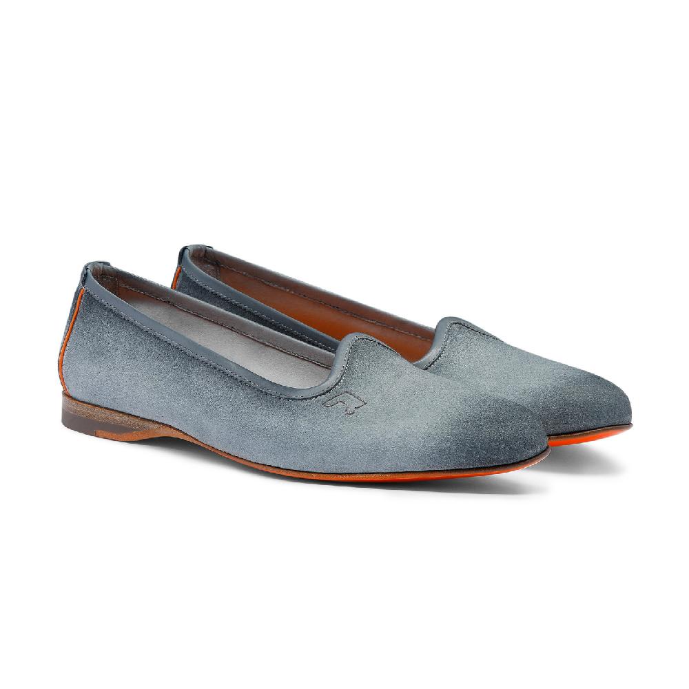 Santoni Mocassino da donna in suede azzurro Outlet