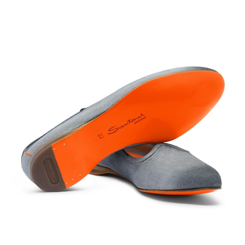 Santoni Mocassino da donna in suede azzurro Outlet