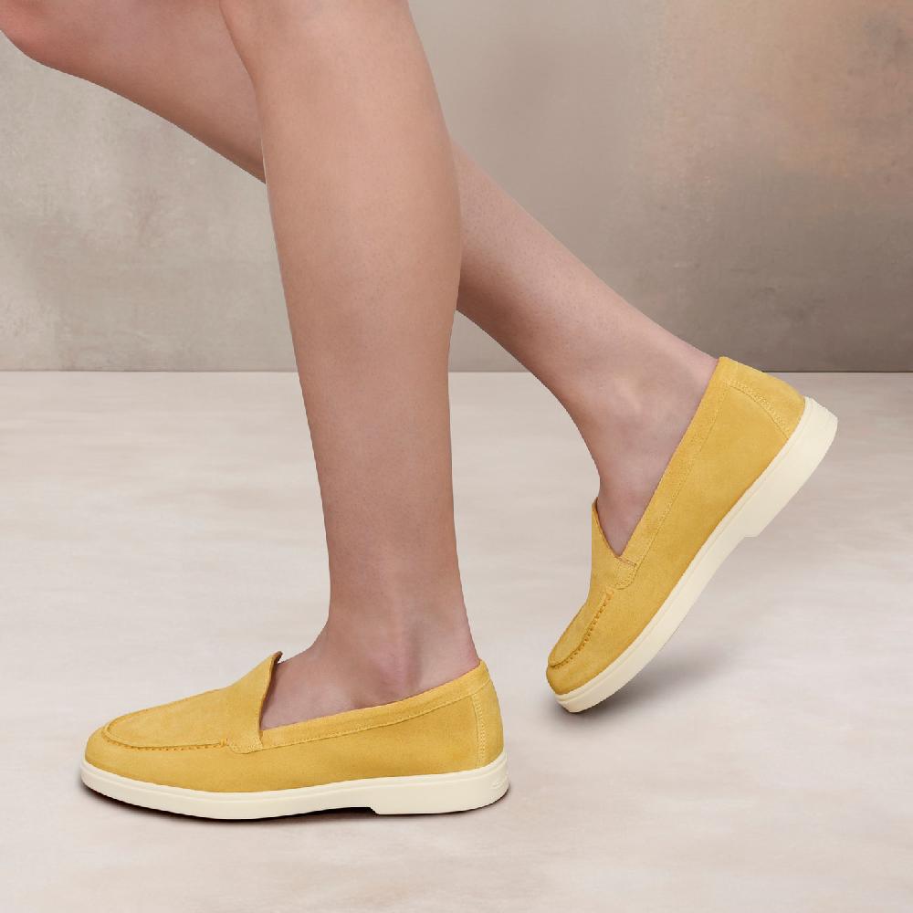 Santoni Mocassino da donna in suede giallo Vendita Calda