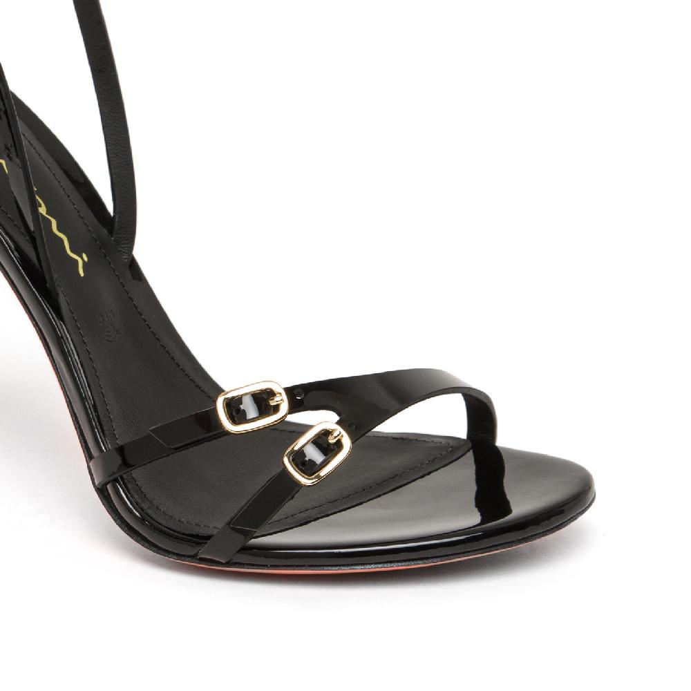 Santoni Sandalo tacco alto da donna in vernice nera Vendite Flash