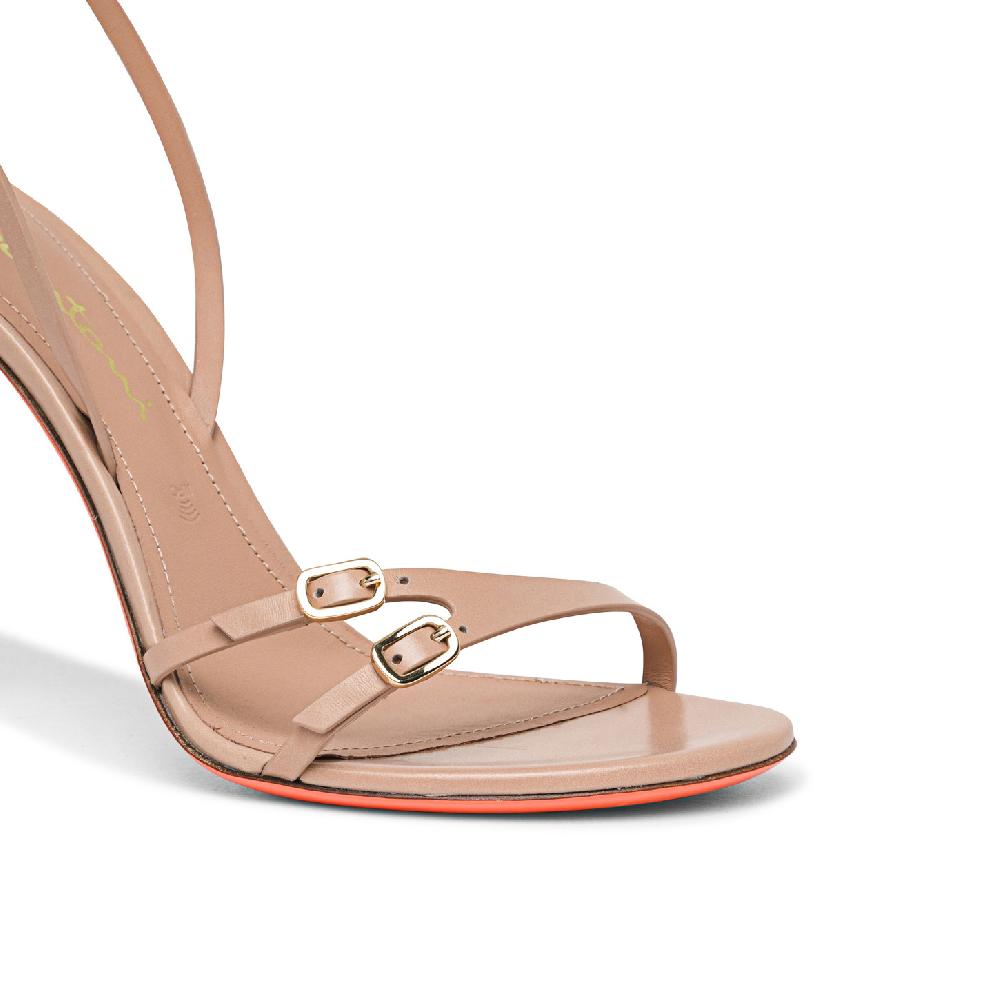 Santoni Sandalo tacco alto da donna in pelle rosa Nuova