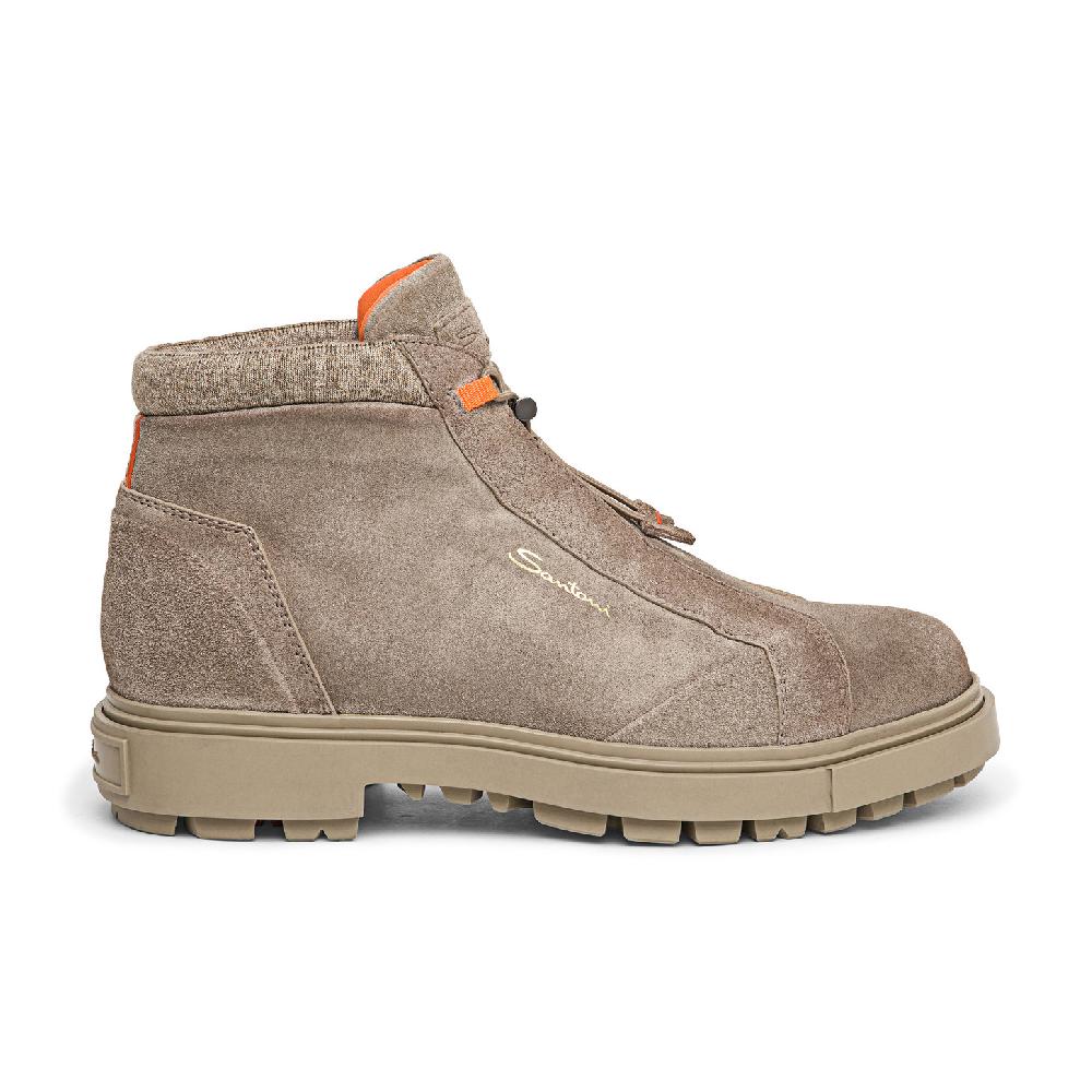 Santoni Scarponcino da montagna da uomo in suede marrone