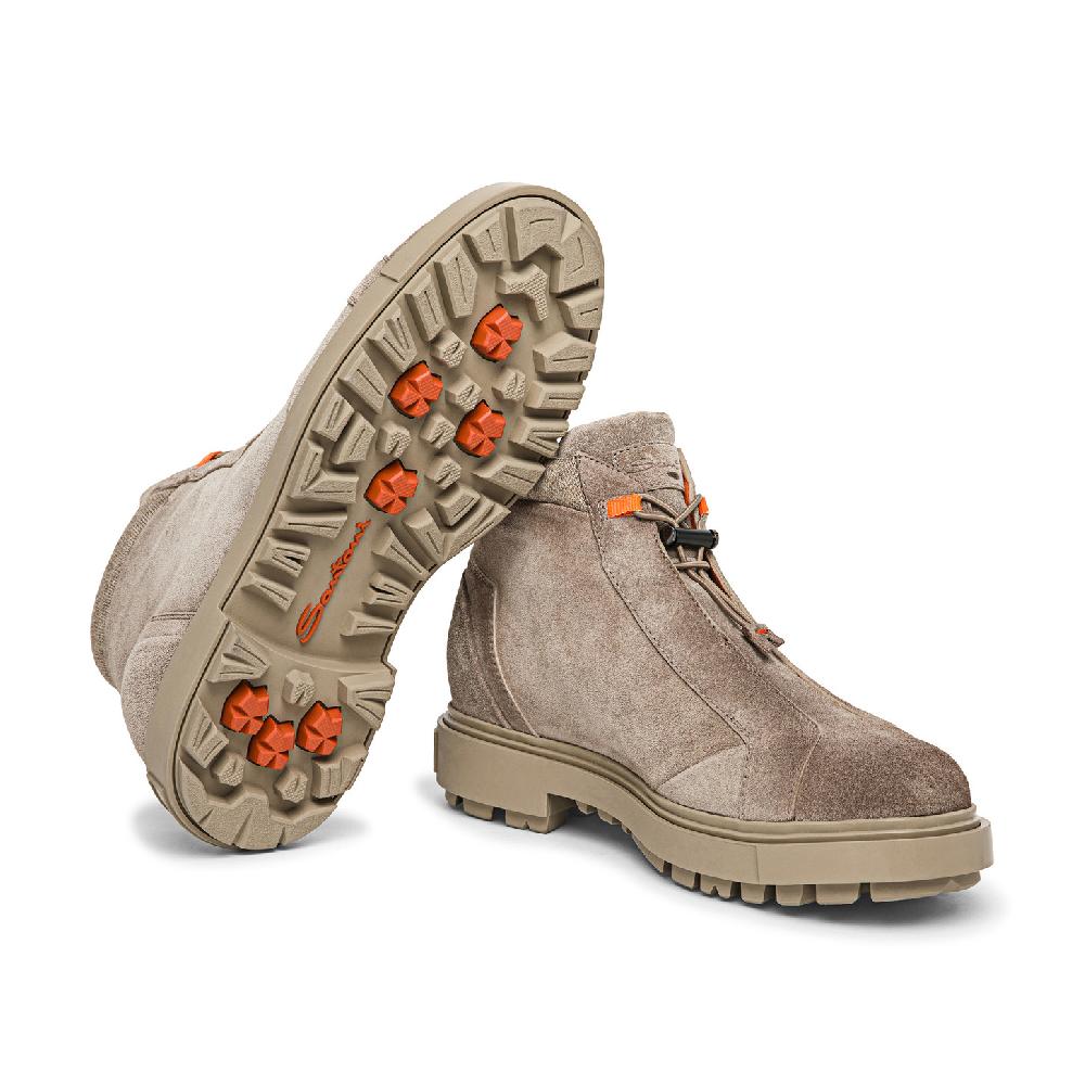 Santoni Scarponcino da montagna da uomo in suede marrone Affare Del Giorno