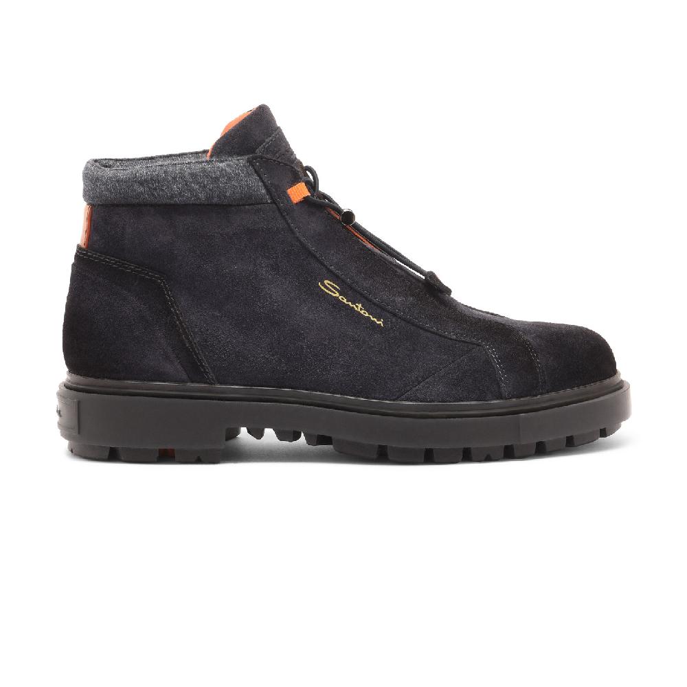 Santoni Scarponcino da montagna da uomo in suede blu