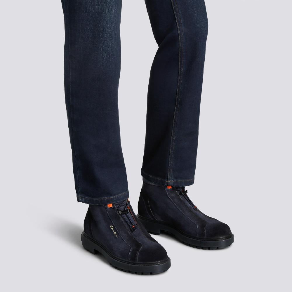 Santoni Scarponcino da montagna da uomo in suede blu Prezzo Ridotto