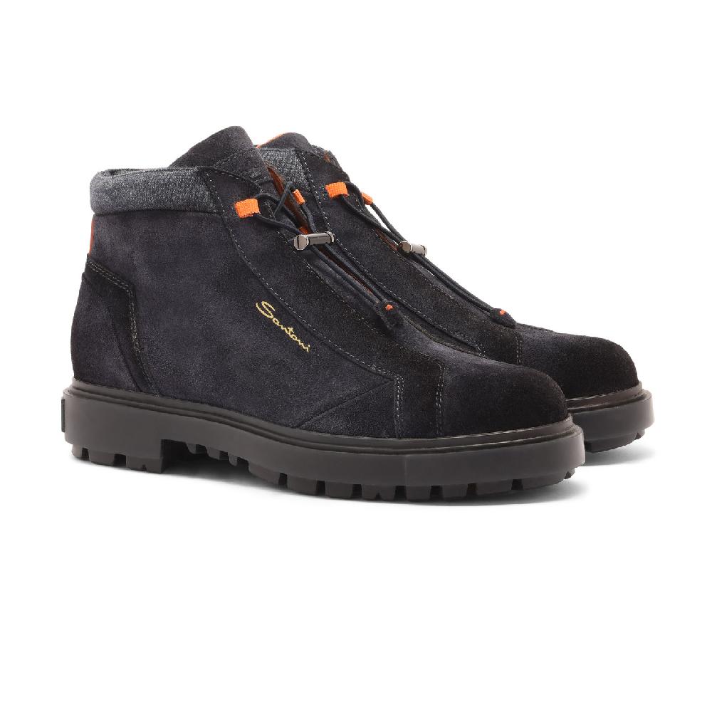 Santoni Scarponcino da montagna da uomo in suede blu Prezzo Ridotto