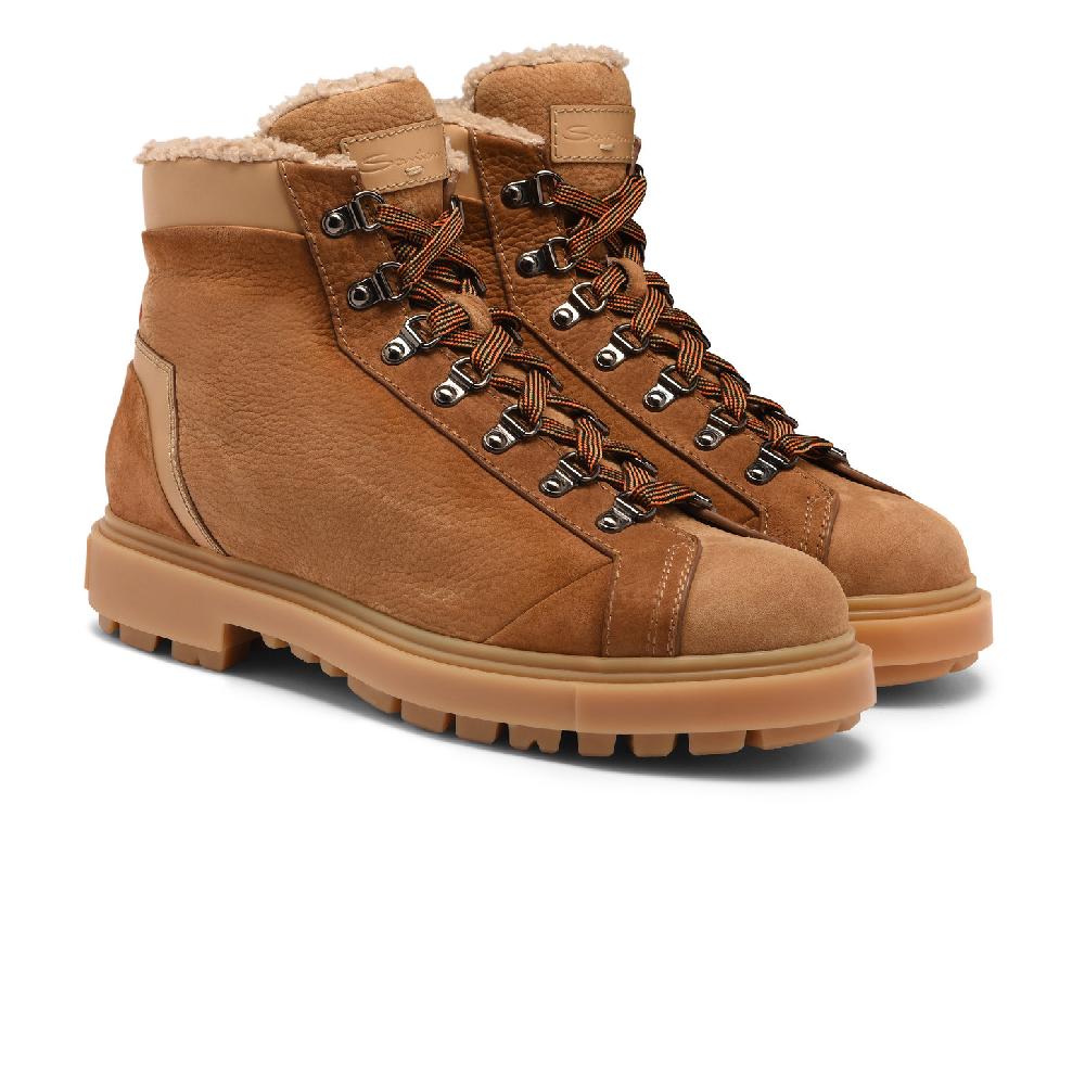 Santoni Scarponcino da montagna da uomo in nabuk marrone Convenienza