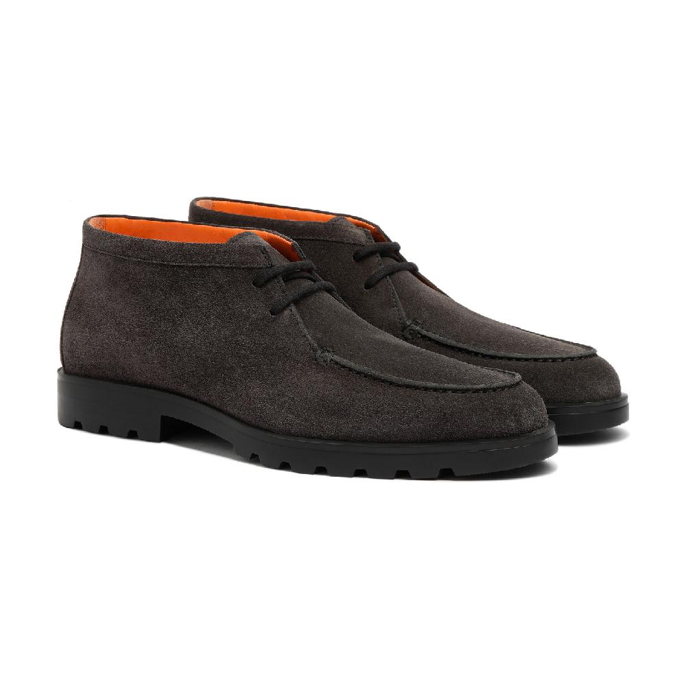 Santoni Stivaletto desert da uomo in suede grigio Sconto
