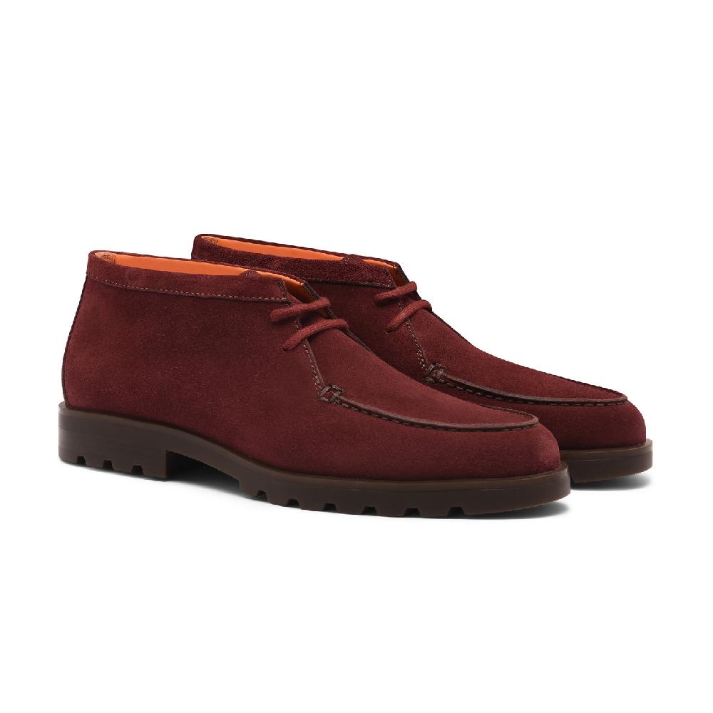 Santoni Stivaletto desert da uomo in suede rosso Offerta