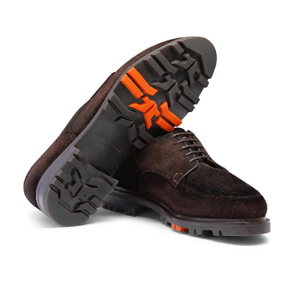 Santoni Stringata Derby da uomo in suede testa di moro Hotsell