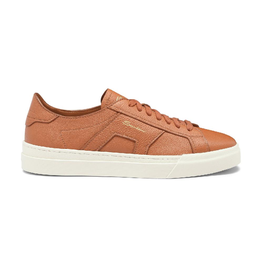 Santoni Double Buckle Sneaker da uomo in pelle bottalata arancione