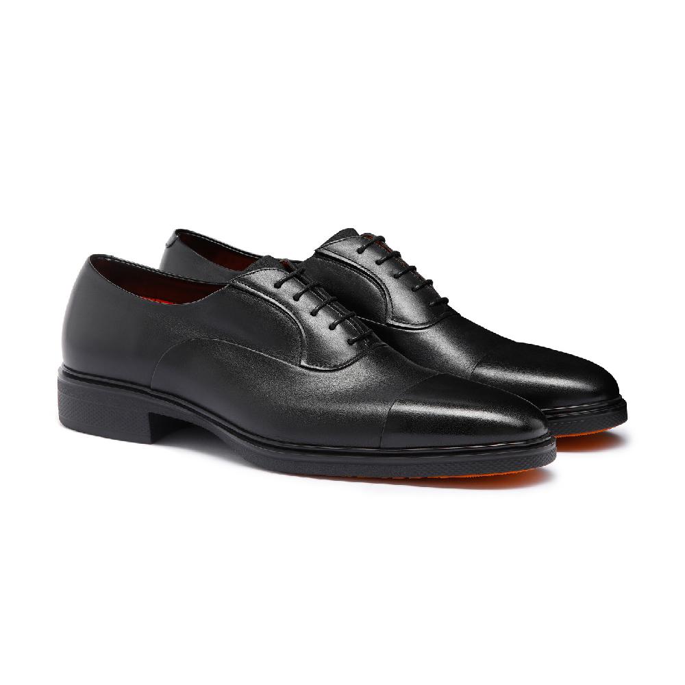 Santoni Stringata Easy da uomo in pelle nera Vendite Flash