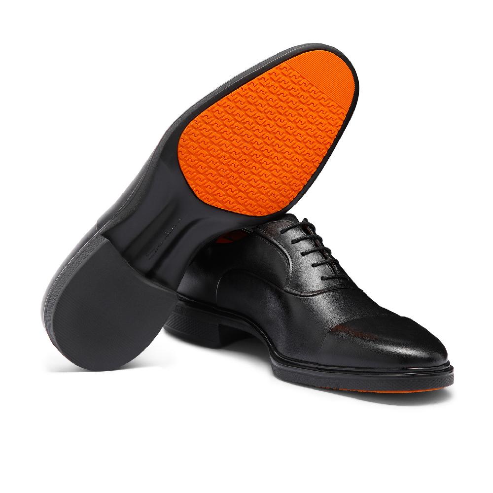 Santoni Stringata Easy da uomo in pelle nera Vendite Flash