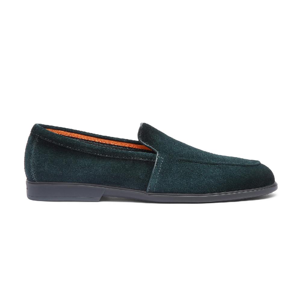 Santoni Mocassino da uomo in suede verde scuro