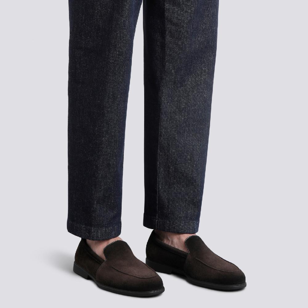 Santoni Mocassino da uomo in suede testa di moro Moda