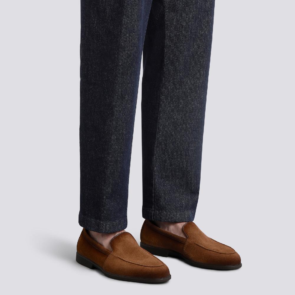 Santoni Mocassino da uomo in suede marrone chiaro 2025