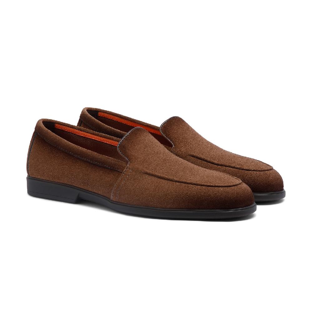 Santoni Mocassino da uomo in suede marrone chiaro 2025