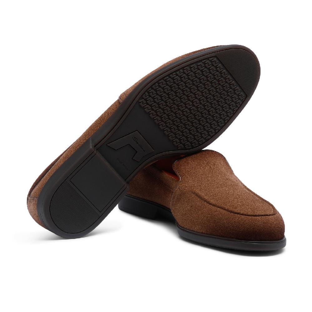 Santoni Mocassino da uomo in suede marrone chiaro 2025