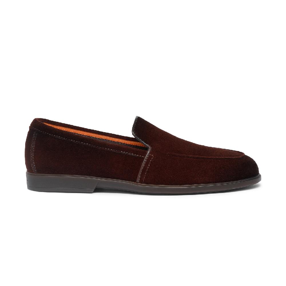 Santoni Mocassino da uomo in suede bordeaux