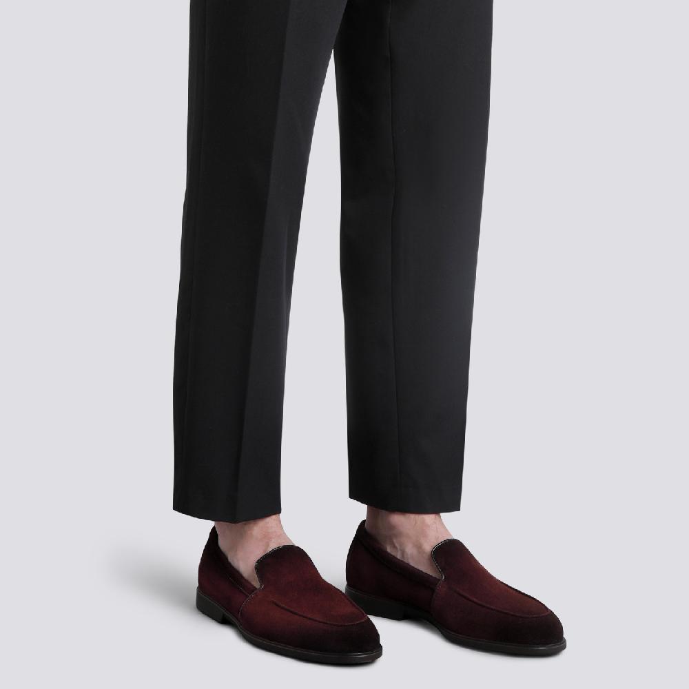 Santoni Mocassino da uomo in suede bordeaux Italy