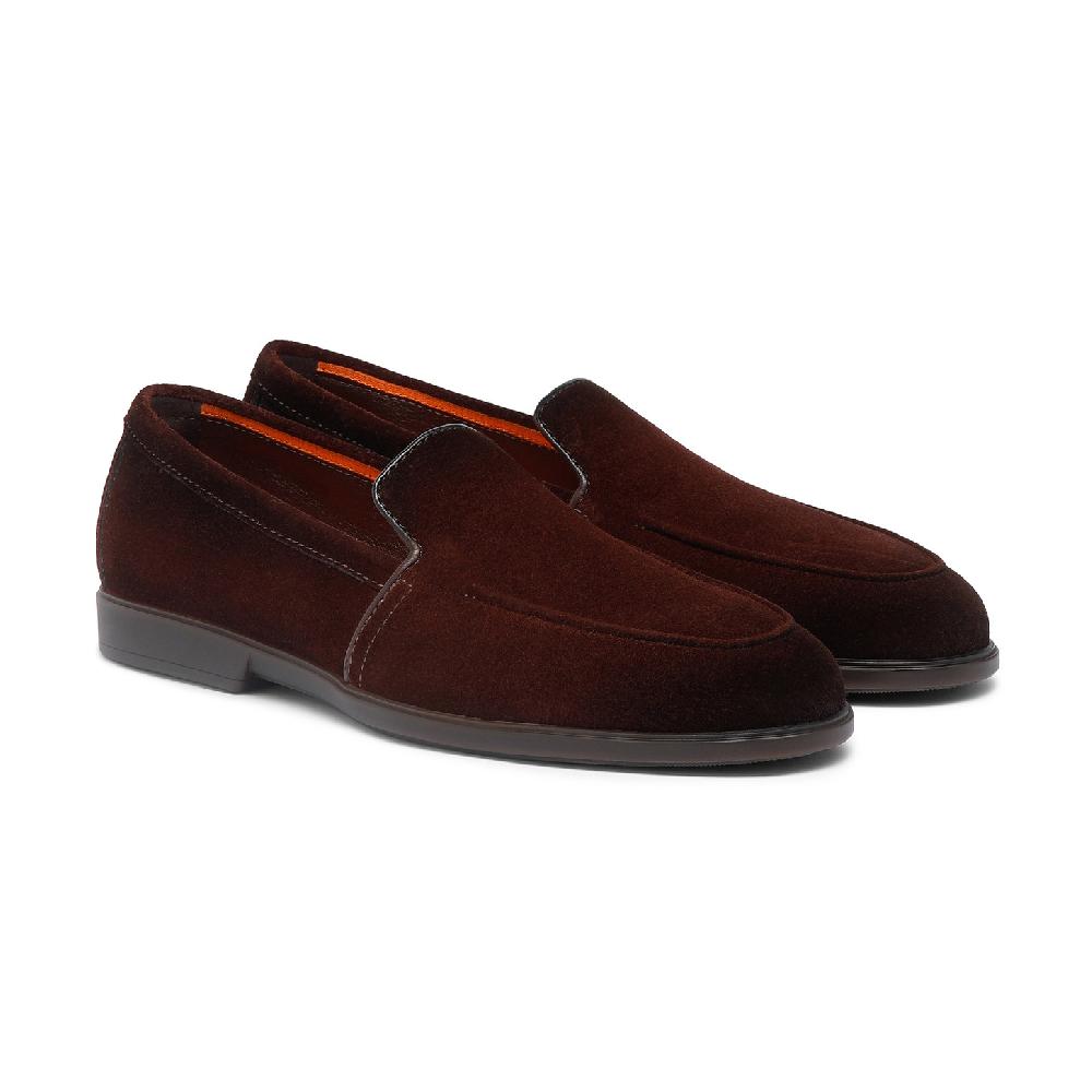Santoni Mocassino da uomo in suede bordeaux Italy
