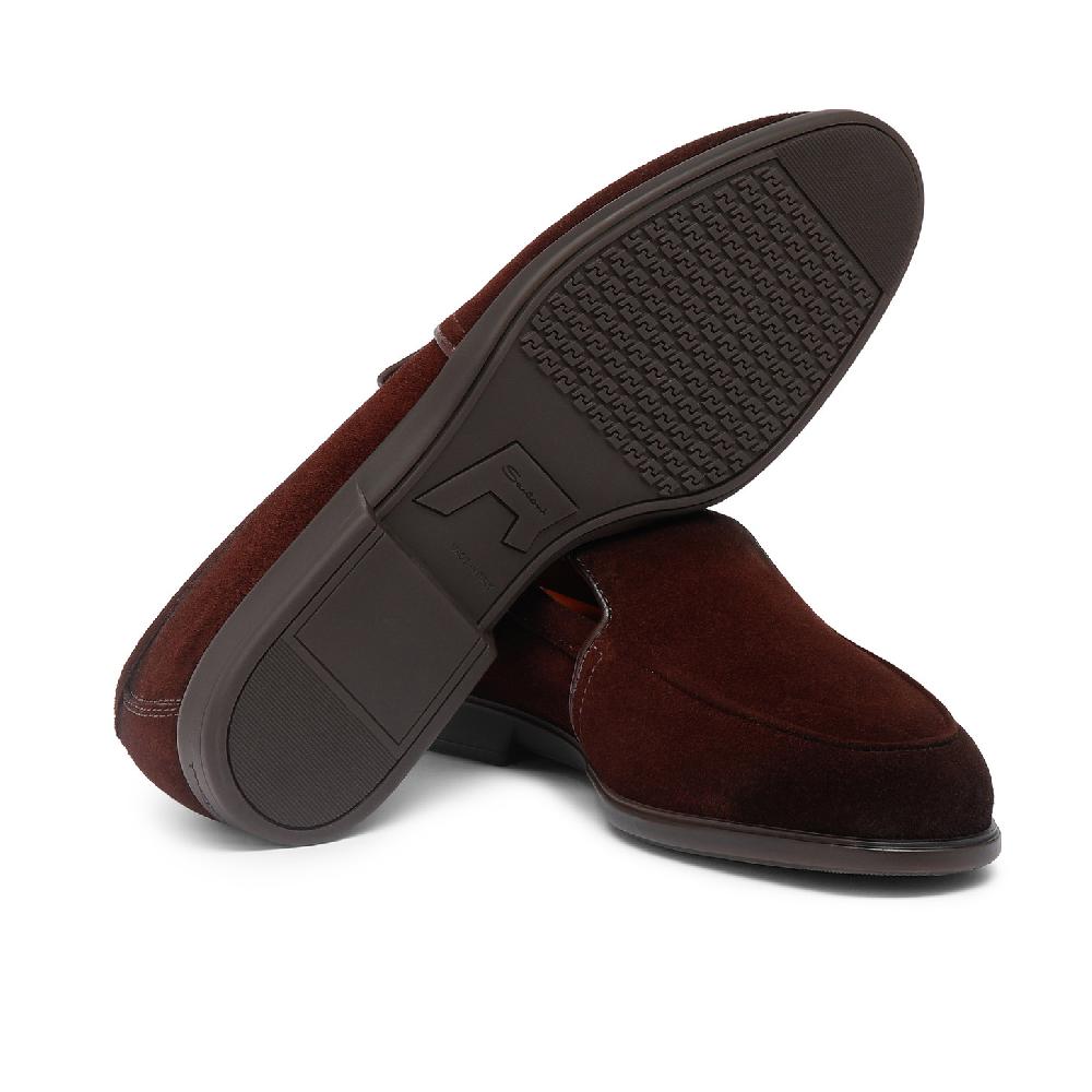 Santoni Mocassino da uomo in suede bordeaux Italy